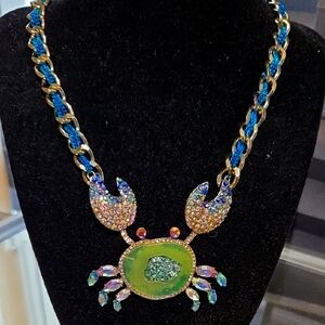 Betsy Johnson Colorful Crab Pendant Necklace 16"